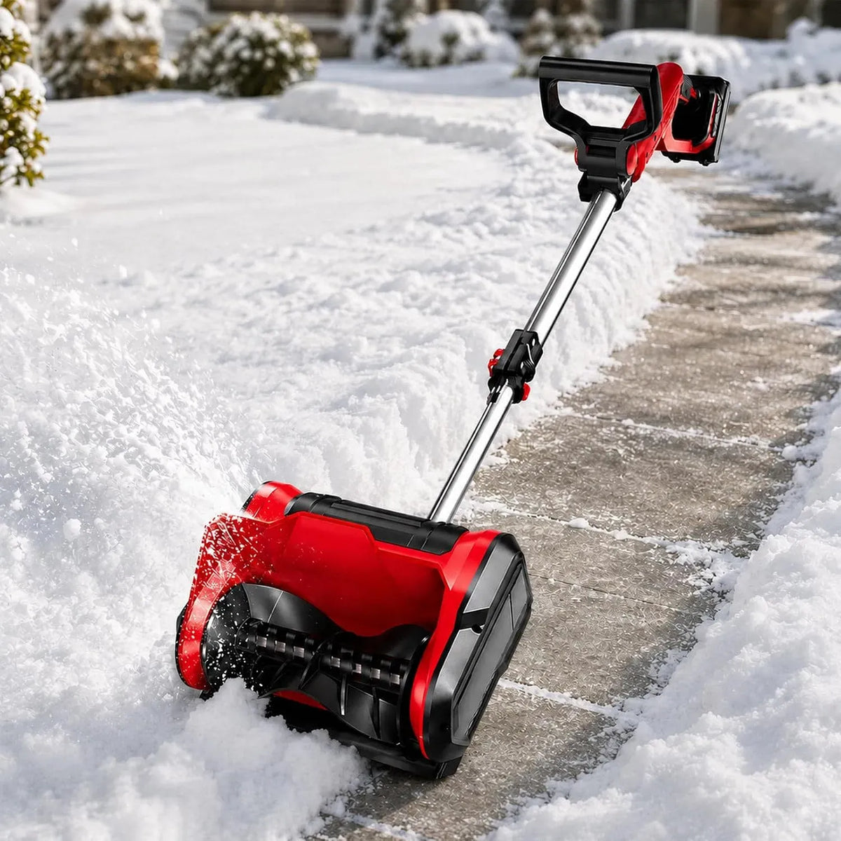 V 4 Pelle à Neige sans Fil, Largeur 30 Cm, 2 Batteries 20, 0 Ah, Projection Jusqu'à 8 M Sur Terrasses Et Allées, Neige Jusqu'à 16 Cm