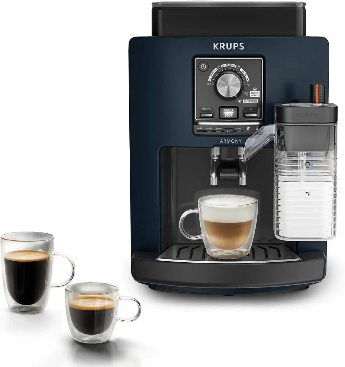 Krups Machine à expresso, bleu, Technologie Milk Maestro pour une mousse barista, 15 bars, Prépare 5 boissons