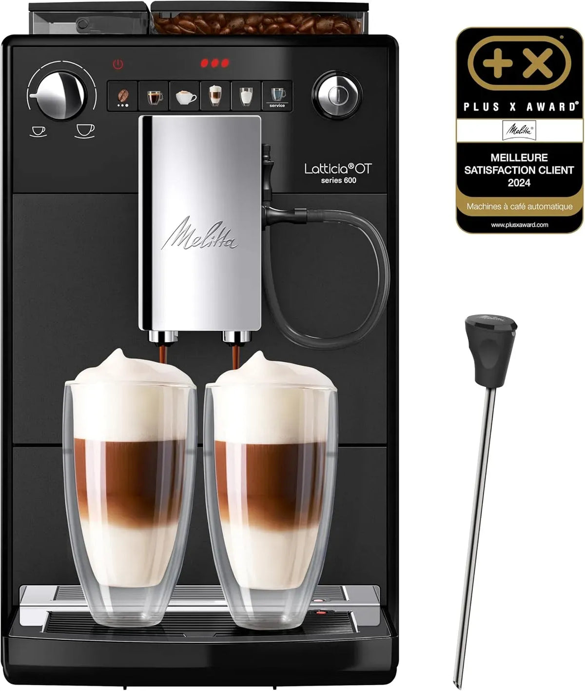 Melitta F300-100 Machine à Caf, machine à café électrique, 1450 W, 2 Tasses, tactile, silencieux, noir
