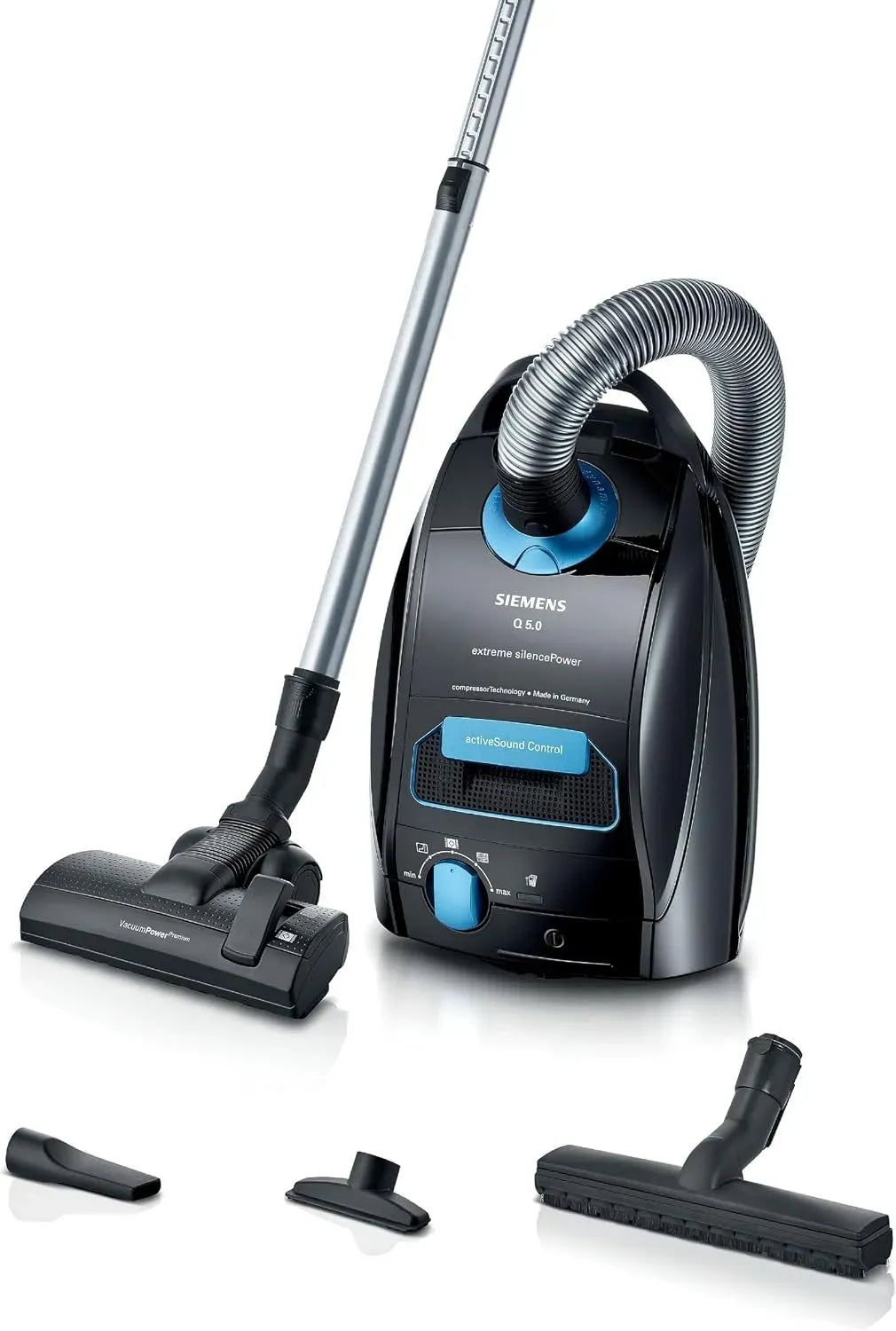 Siemens Q 5 VSQ5X1232 Aspirateur, hygiène, silencieux, noir, 0 Extreme silencePower VS X1232, Filtre hygiéni ue