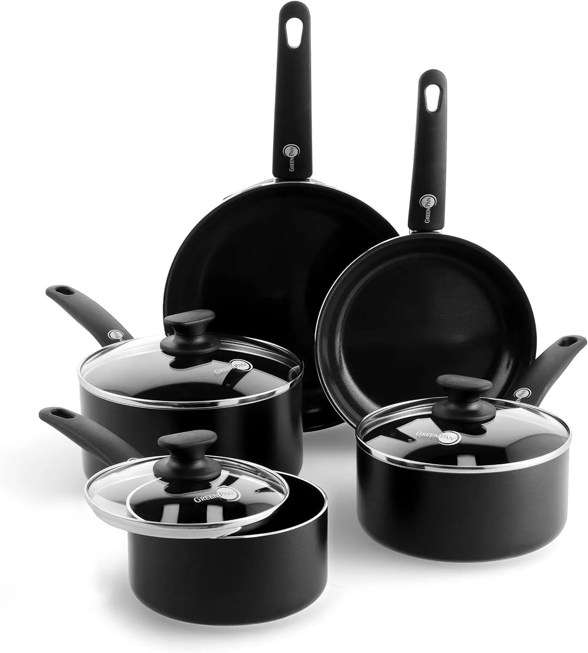 Lave-vaisselle, noir, sans PFAS, machine à laver la vaisselle, GreenPan Cambridge Batterie de cuisine antiadhésive en céramique saine de 8 pièces