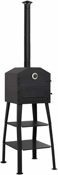 Four électrique à pizza, extérieur, noir, four de cuisson, Four à pizza d'extérieur avec 2 briques réfractaires pour charbon de bois