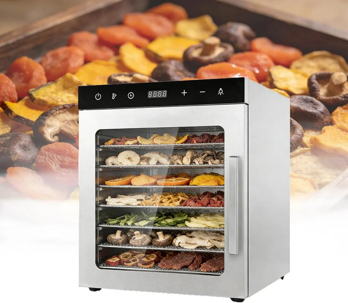 Déshydrateur Alimentaire pour usage professionnel 6/8/10/12 Plateaux INOX︱Deshydrateur Contrôle Précis 30 à 90°C Minuterie 30 Min à 24h︱pour
