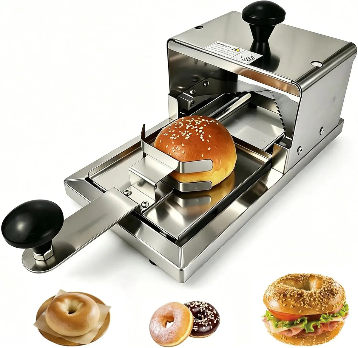 4 réglages d'épaisseur ajustables, Trancheuse à bagels manuelle avec lame en acier inoxydable, pour coupe-poussoir pour utilisation en cuisine