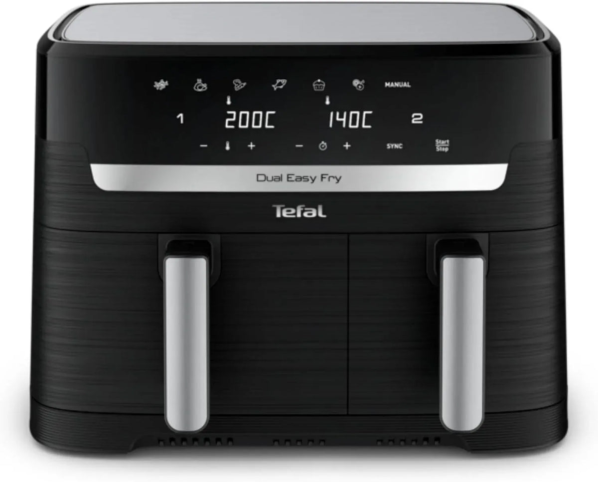 Tefal EY901810 Friteuse à air chaud, 8,3 L, 7 programmes, pose libre, noir, 2 tiroirs indépendants, 2Kg de nourriture, 7 programmes automatiques