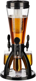 Robinet de cuisine, 4 L, extérieur, noir, Relaxdays Distributeur de Boissons avec 3 robinets poussoirs, réfrigération