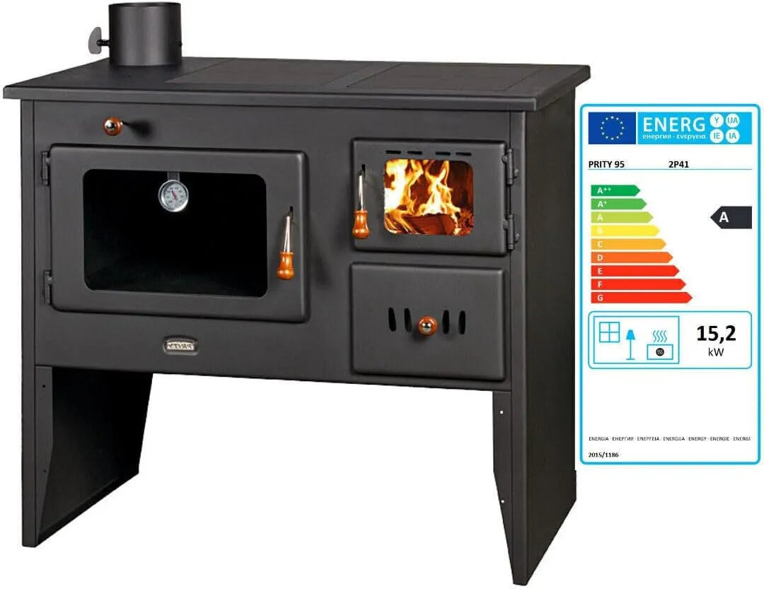 Cuisinière avec four, Prity 2P50, fonte, Certifié CE, Grande cuisinière de ferme