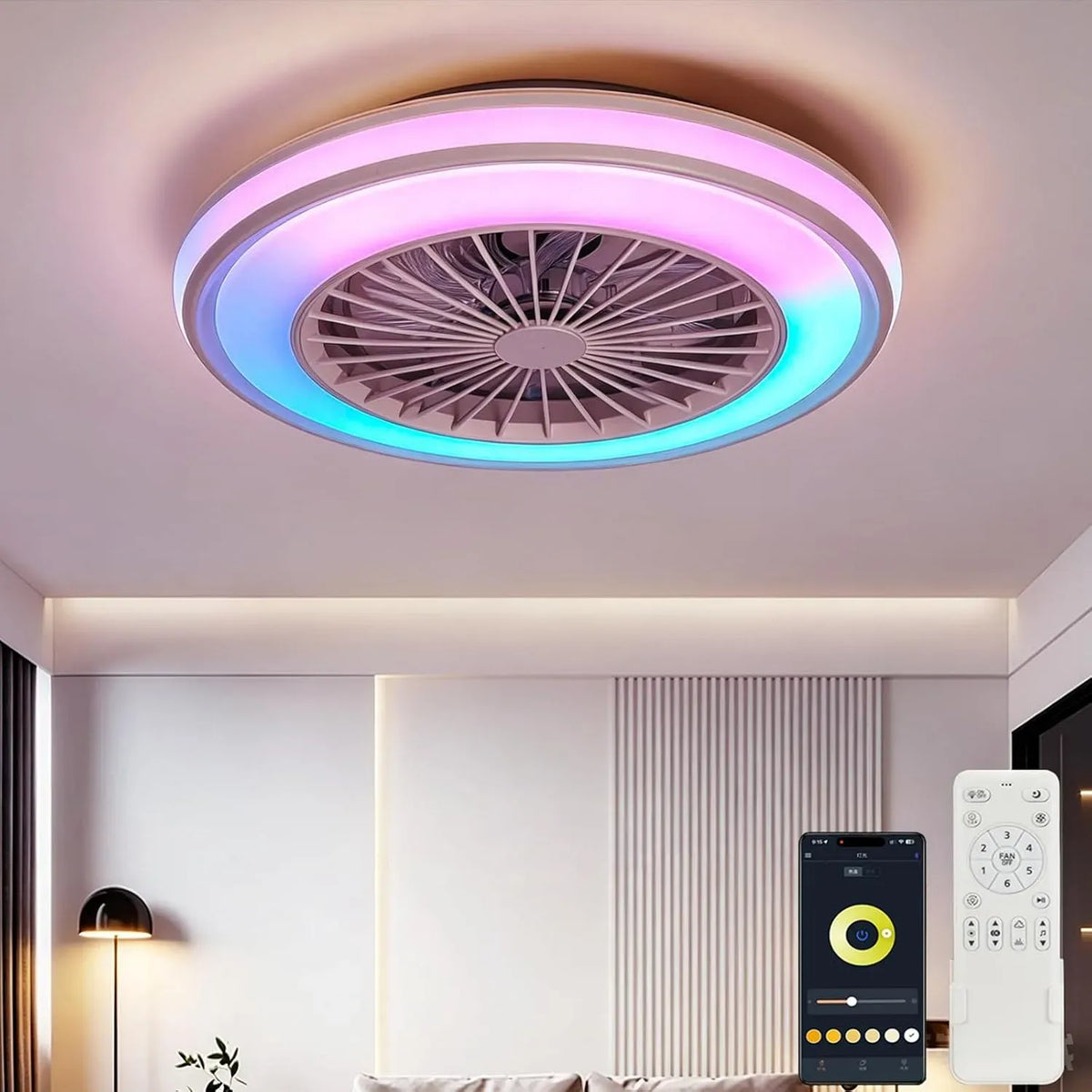 Ventilateur, 50CM, Ø 50 cm, minuteur, Bluetooth, silencieux, 6 Vitesses