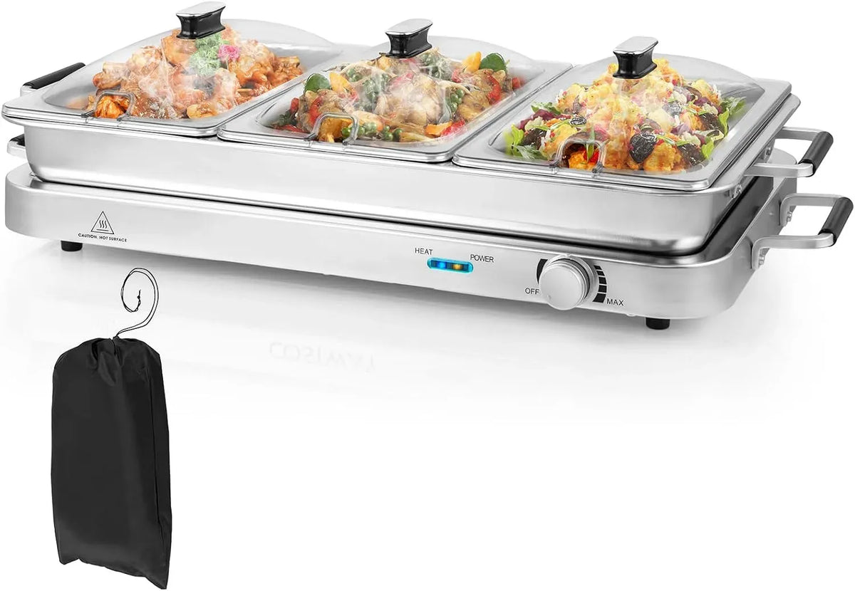 Support, 66x36CM, 450 W, acier inoxydable, fonction chauffante, pour Fêtes, GOPLUS