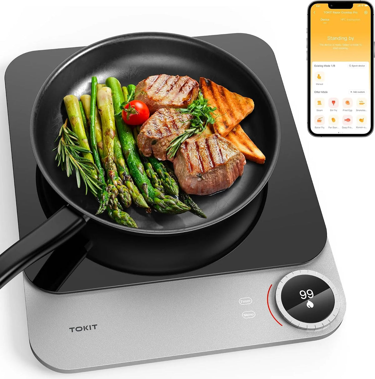 Plaque à induction, 2100 W, table de cuisson à induction, portable, application, camping, App, Induction Cooker pour Cuisine