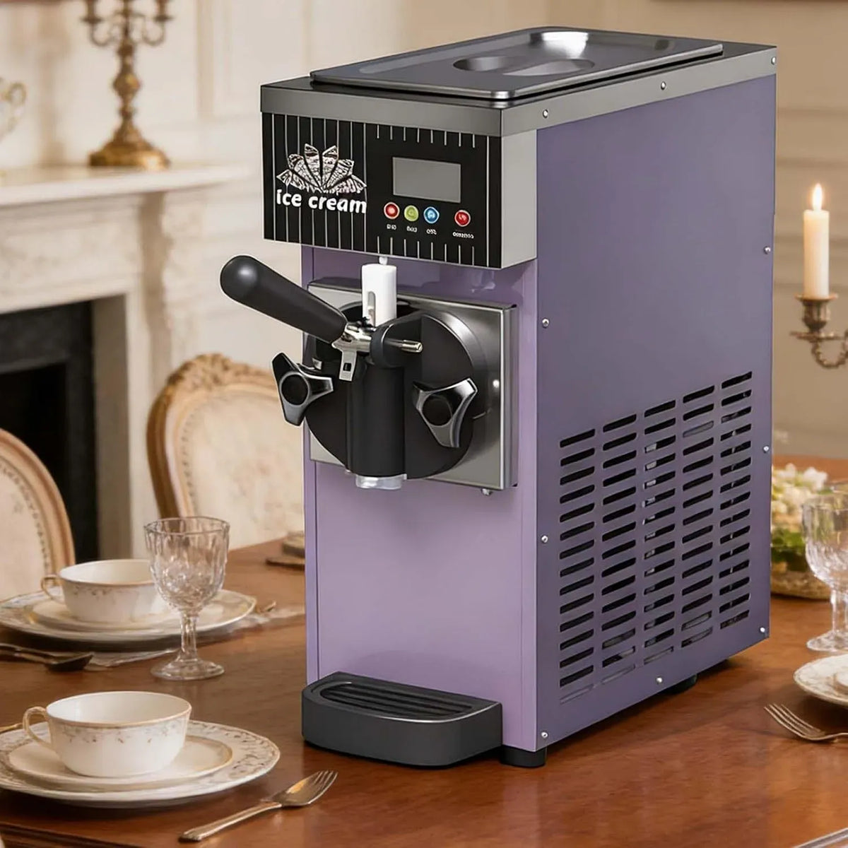 Commercial/Residential-450w Bars Purple, Technologie Double Soufflage, pour Auto-DéGivrage, SorbetièRe Professionnelle à Glace Italienne 4–5L/H