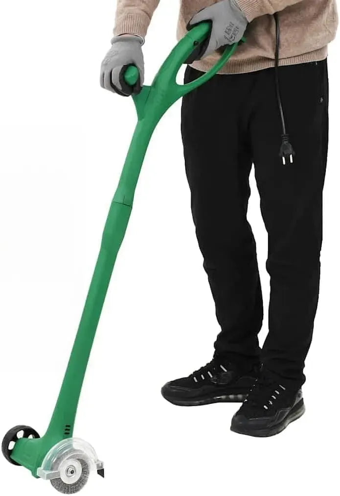 Brosse, machine de balayage des sols, balayeuse de sol, 10 cm, 140 W, extérieur, vert, pour Dalles Bordures allées Jardin extérieur Entretien de