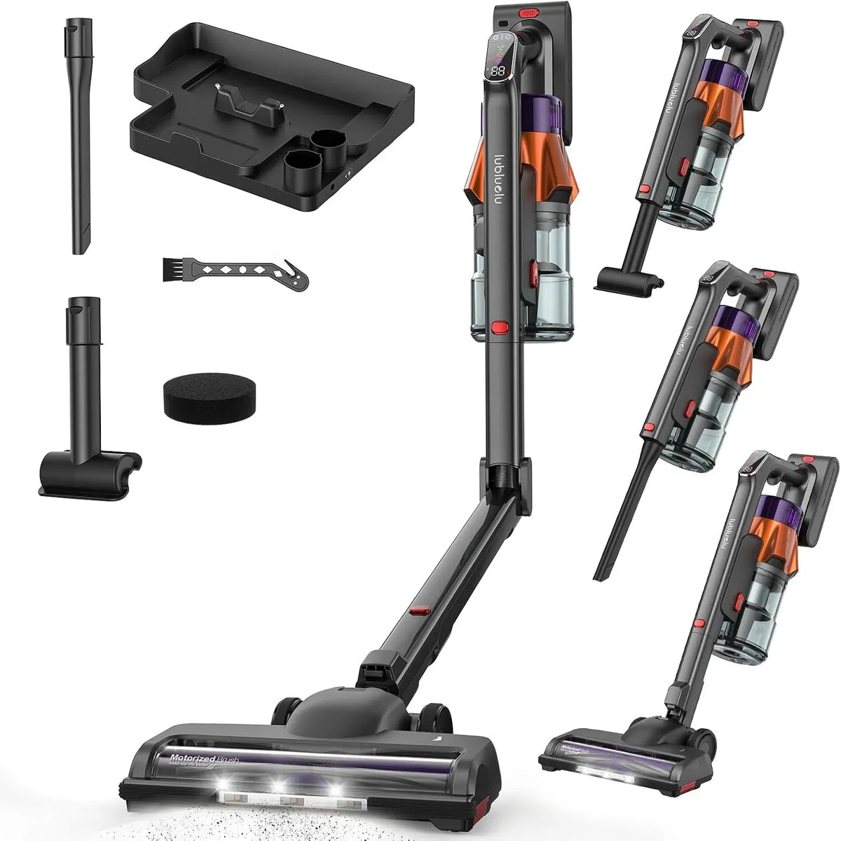 Aspirateur, 600 W, autonome, jusqu'à 65 Min d'autonomie, système de Filtration à 7 Niveaux, 55 kPa, Autonome et Pliable