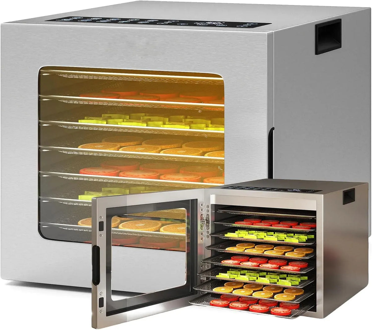 RELAX4LIFE 48h Minuterie 48h, RELAX4LIFE 850W Déshydrateur Électrique Alimentaire en Acier Inoxydable avec 8 Plateaux, Température Réglable 35-75℃