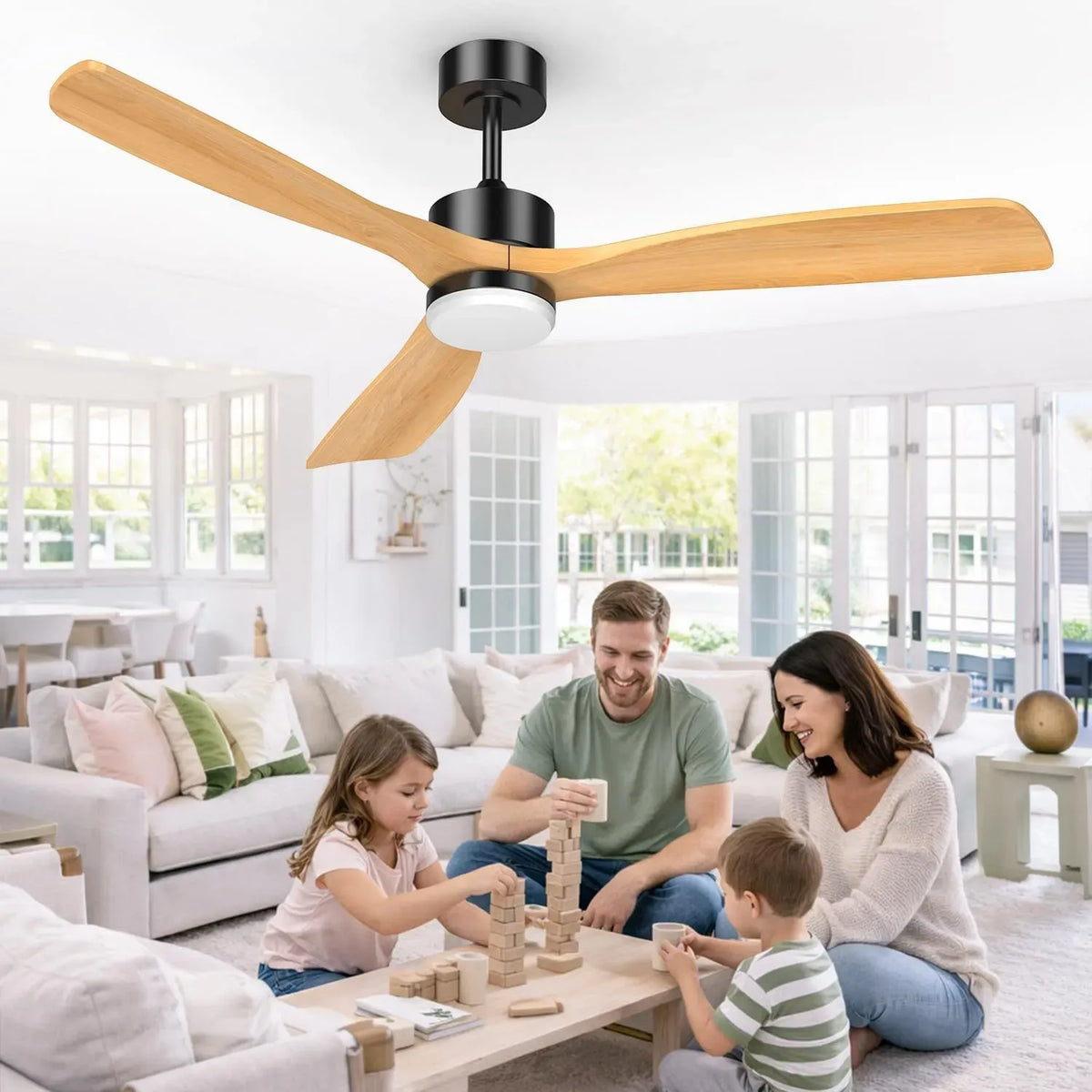 Ventilateur, 152cm, Airwit, extérieur, décoration de salon, silencieux, moteur DC silencieux et réversible, LED réglable