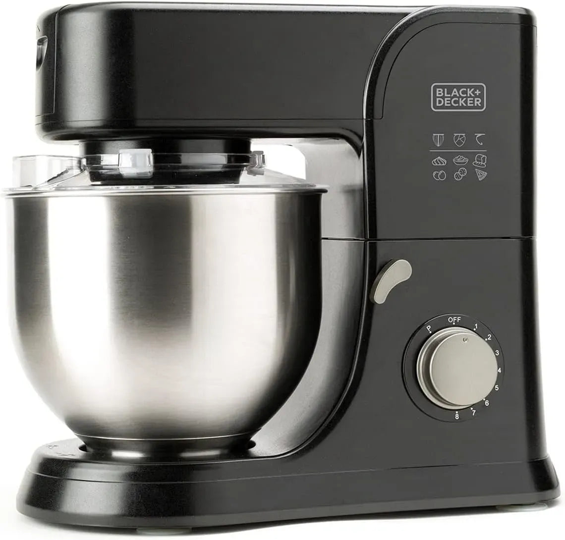Black+Decker robot, 5,2 L, 1000 W, acier inoxydable, 8 vitesses, noir