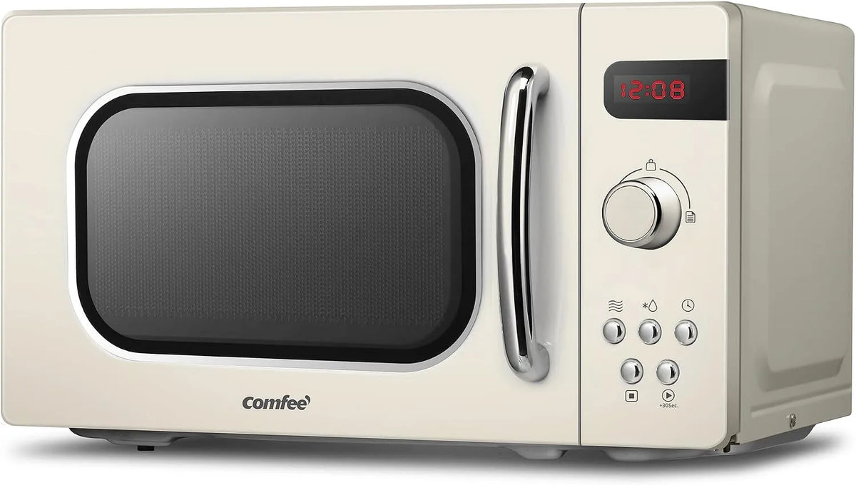 Micro-ondes 30S 20di, 20 L, 800 W, four micro-ondes, 5 Niveaux de Puissance de Cuisson, CMSRO cr, COMFEE' Micro-ondes Rétro avec 8 MENUS PRÉRÉGLÉS