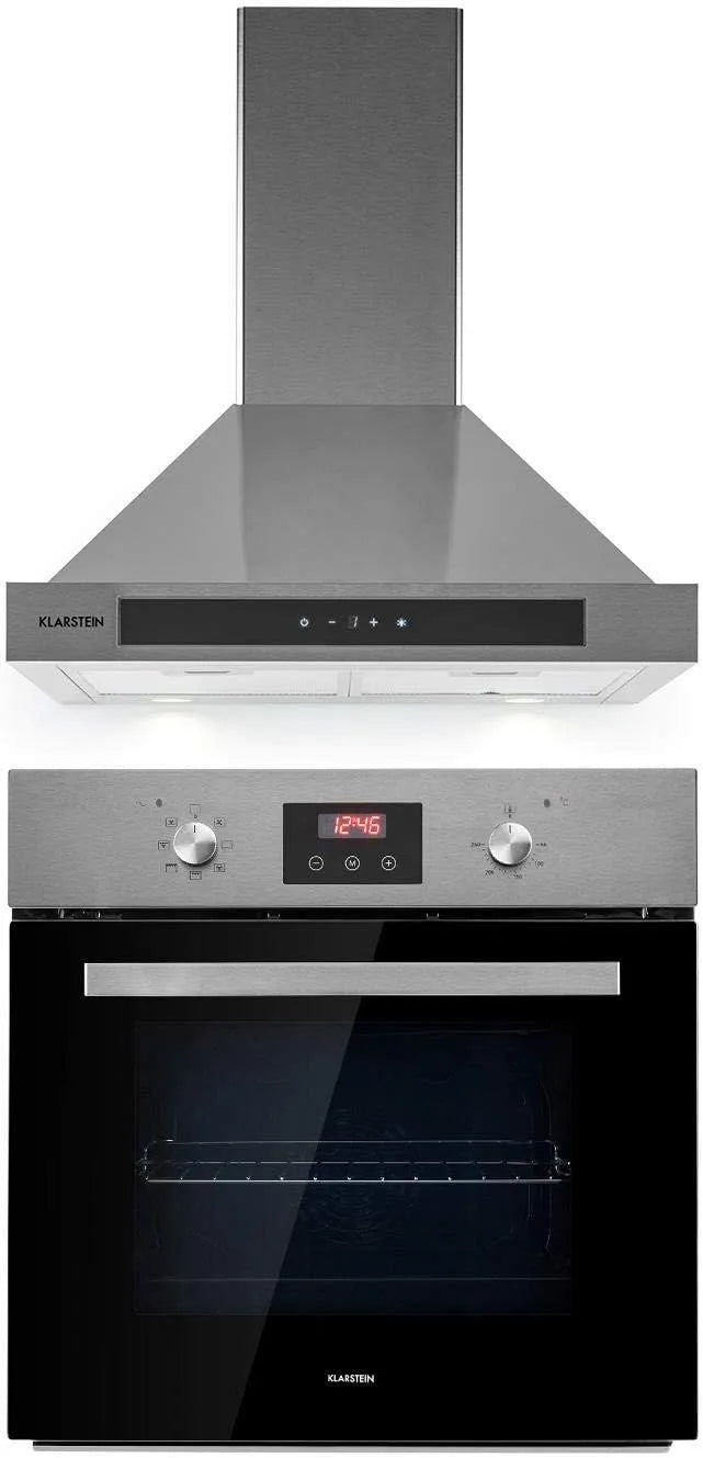 Klarstein A, 50-250 Four électrique, 60 cm, 68 L, 50 à 250 °C, 620 m3/h, classe énergétique A, encastrable, installation murale, 3 vitesses, noir