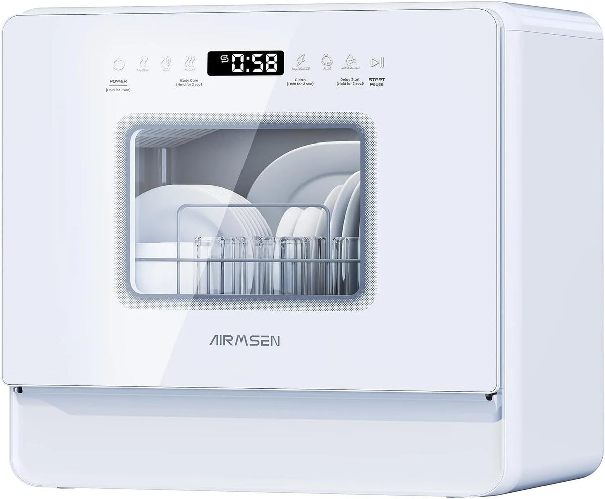 Lave-vaisselle, 5 L, 2 programmes, tactile, grand réservoir, Fonction Sel Adoucissant Commande Tactile Affichage à LED Réservoir d'Eau 5L