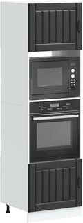 Micro-ondes, 60 x 57 x 207 cm, encastrable, four micro-ondes, noir, Lucca Lot de 2 armoires encastrées pour cuisinière, armoire d'appoint