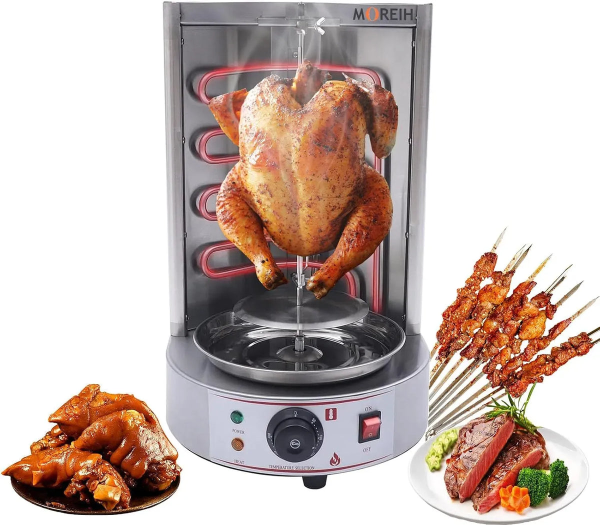 Four électrique, 3000 W, gril, gril à viande avec double tubes chauffants, machine à griller Doner Kebab de comptoir supérieur, fabricant de gril