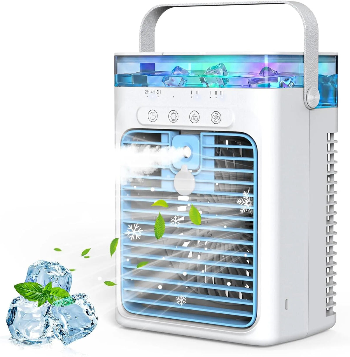 Climatiseur 1000ML 2, 8H, portable, minuteur, 3 vitesses, grand réservoir, USB, silencieux, 2 Modes Brumisation, Climatiseur Mobile 4 en 1