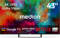 Google MD843401 Smart TV, 43 pouces, téléviseur, 4K UHD, HDR, Bluetooth, enregistrement PVR