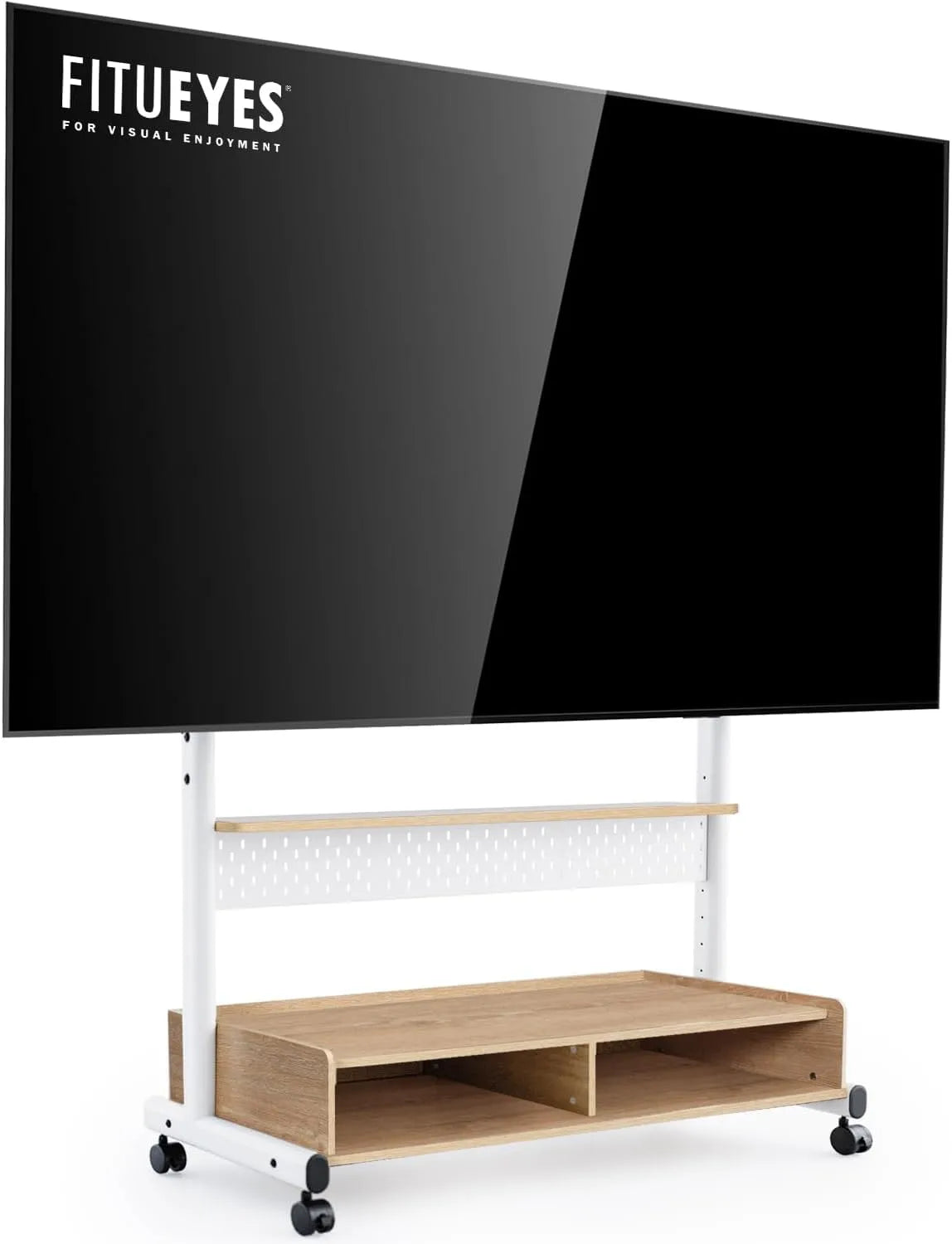 Meuble TV, 100 pouces, 850x600 mm, roulettes de déplacement, FITUEYES Support TV roulettes pour Ecran de 70 à 100 Pouces Chariot Meuble TV Hauteur