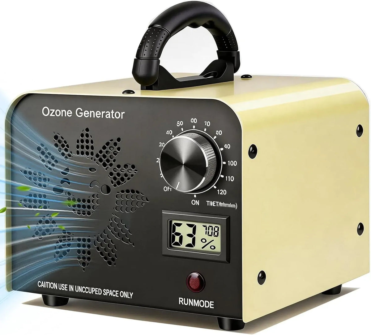 Purificateur d'air, portable, appareil purificateur d'air, Générateur d'ozone 90 000 mg/h avec affichage de la température/humidité