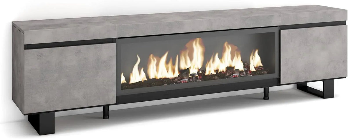 Meuble TV, 80 pouces, industriel, Cheminée électrique XXL, 210