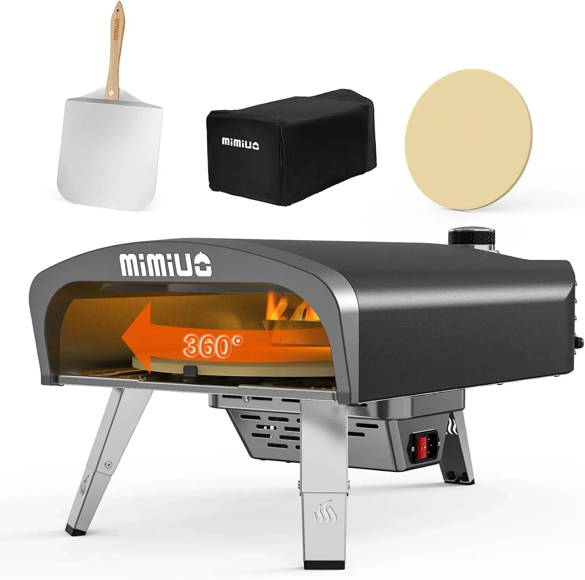 Four électrique à pizza, 33 cm, portable, extérieur, noir