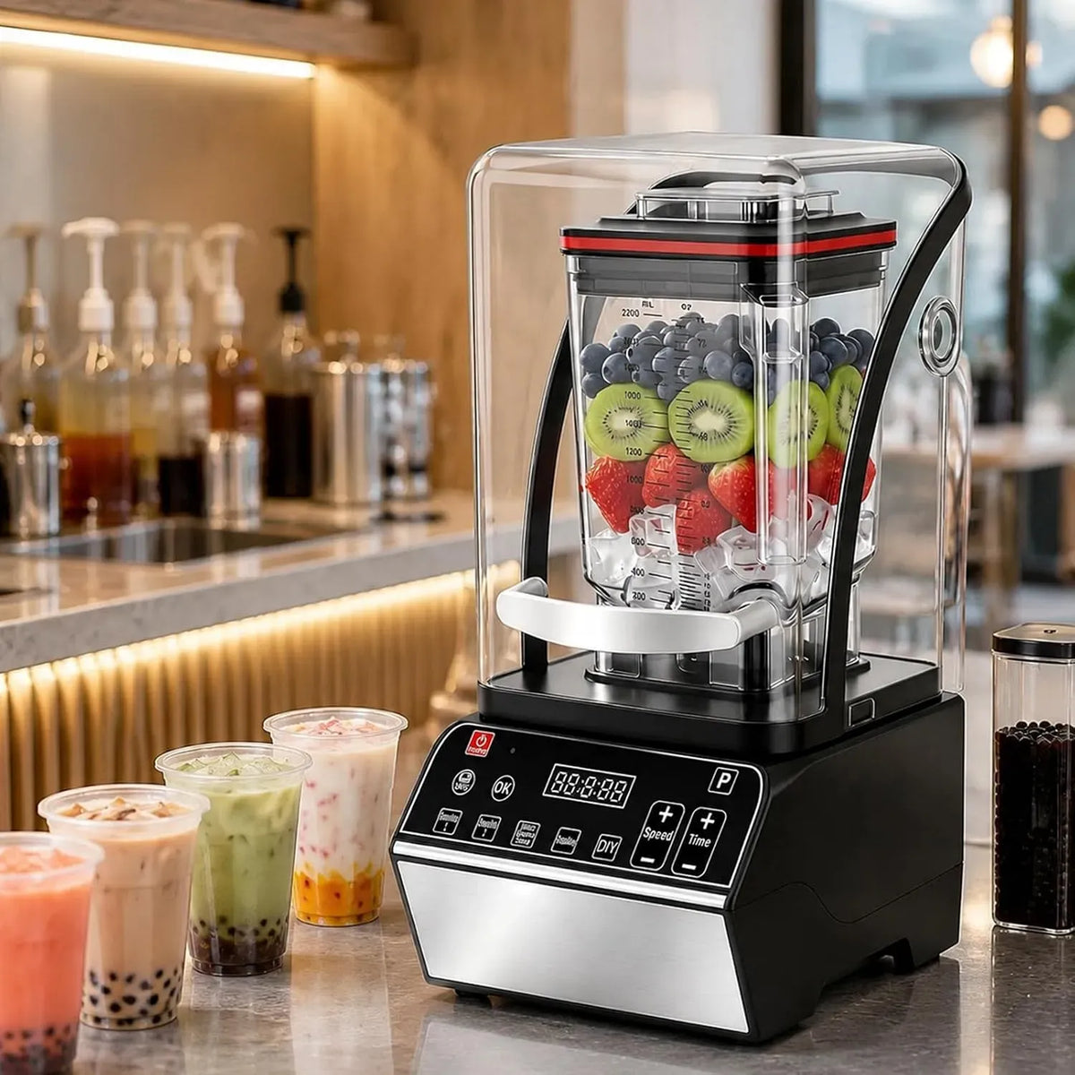 Blender, 6 programmes, professionnel, silencieux, acier inoxydable, Caisson Antibruit Silencieux