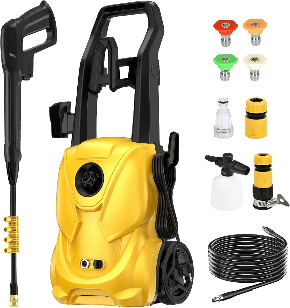 Nettoyeur haute pression 5-en-1, 2000 W, 2000 W Moteur Brushless Laveur Haute Pression Eau Chaude, Débit : 680 L/H