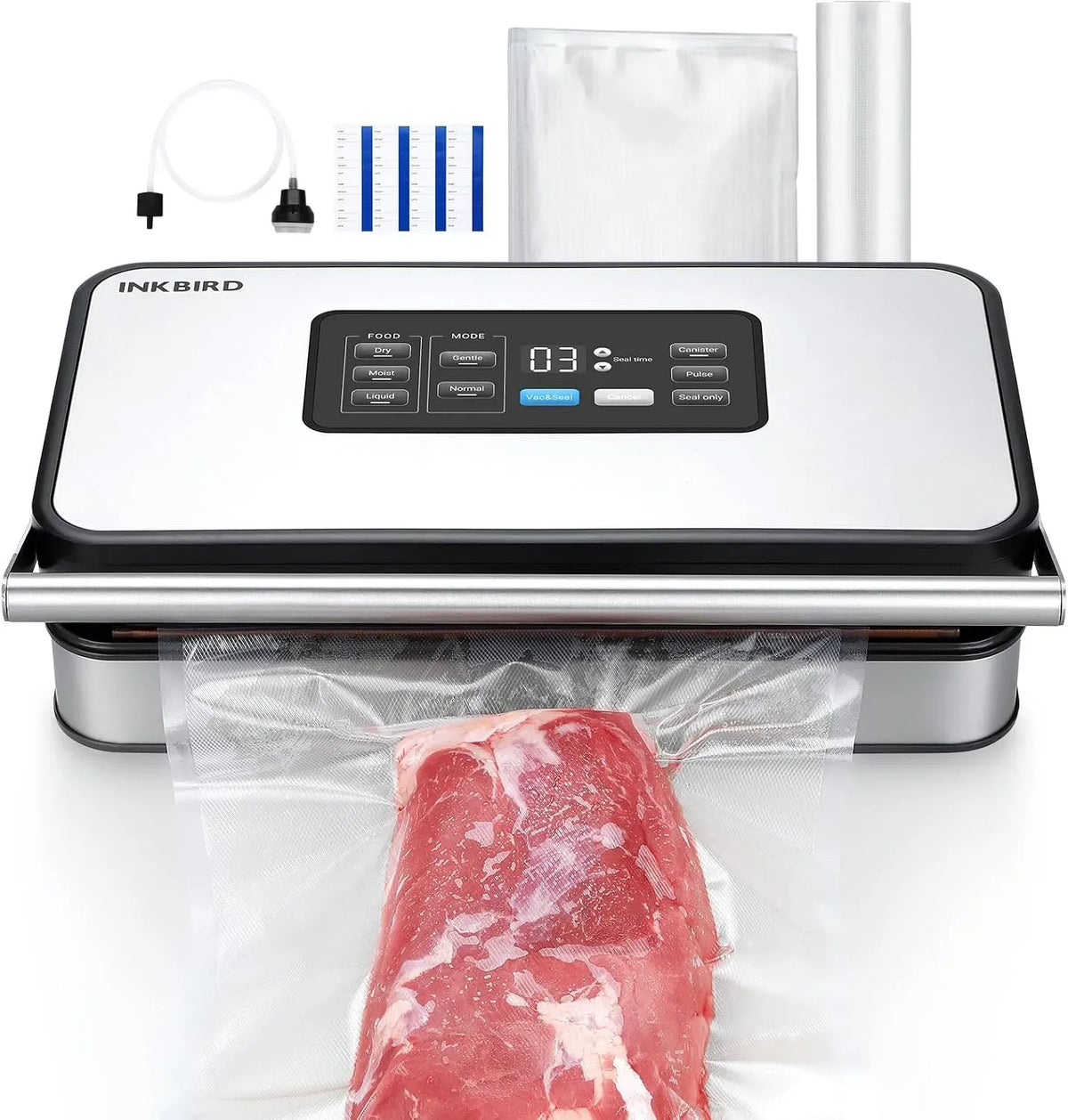 INK-VS04 moteur, Pompe, appareil de mise sous vide alimentaire, 160 W, amovible, fonction chauffante, bleu, INKBIRD