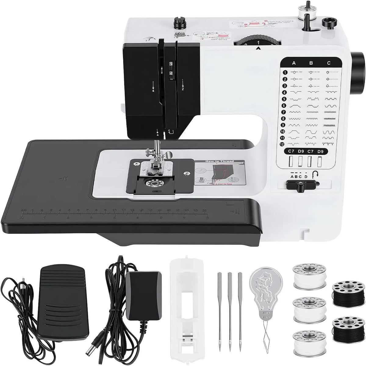 Machine à coudre, table, machine à coudre électrique, portable, pour débutants