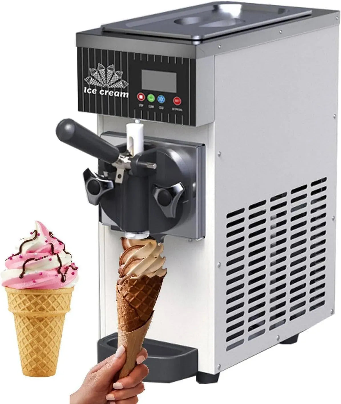 Machine à Glace, machine à glace et sorbet, 5 Kg, écran LCD, professionnel, blanc, pour Snacks White