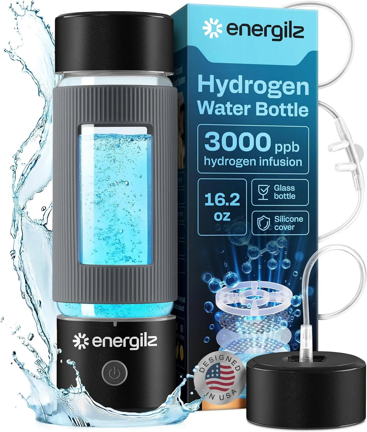 Générateur, Bouteille, 480 ml, noir, Bouteille d'eau d'hydrogène