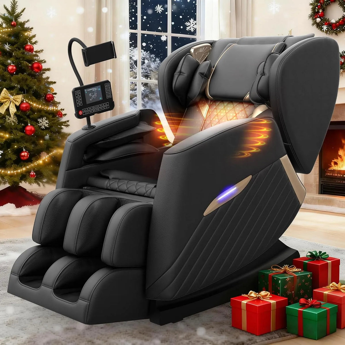 Fauteuil relaxant avec massage, Bluetooth, 16 points de massage et 8 airbags, haut-parleur Bluetooth