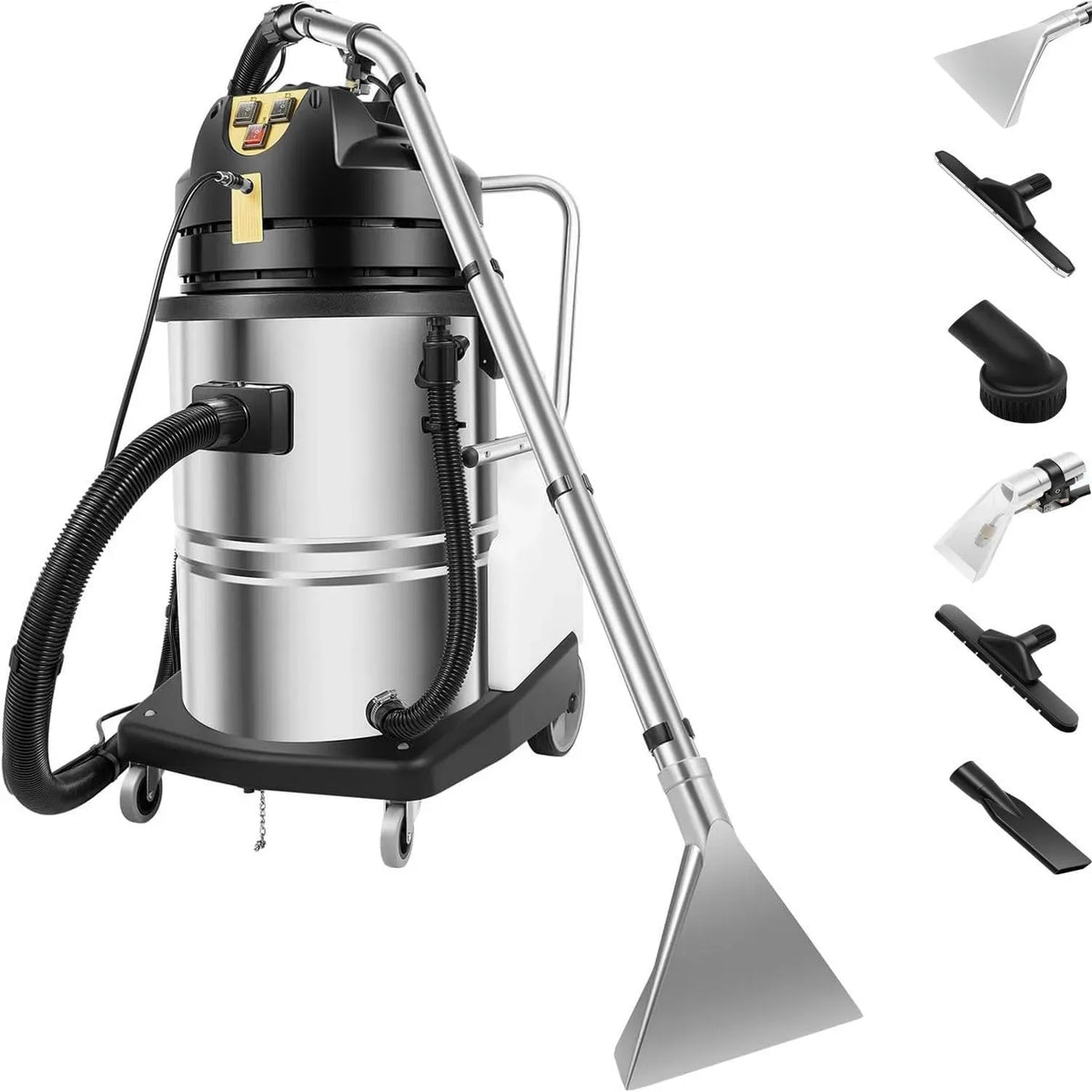 Aspirateur, professionnel, acier inoxydable, nettoyeur tapis professionnel avec 6 embouts d'aspiration, Eau et poussières60 L