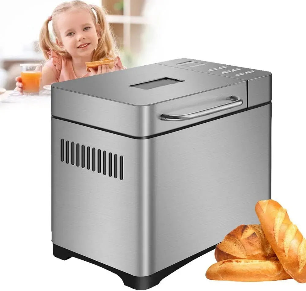 Machine à pain, 650 W, machine à faire du pain, tactile, acier inoxydable, 650 W avec boîte à ingrédients automatique