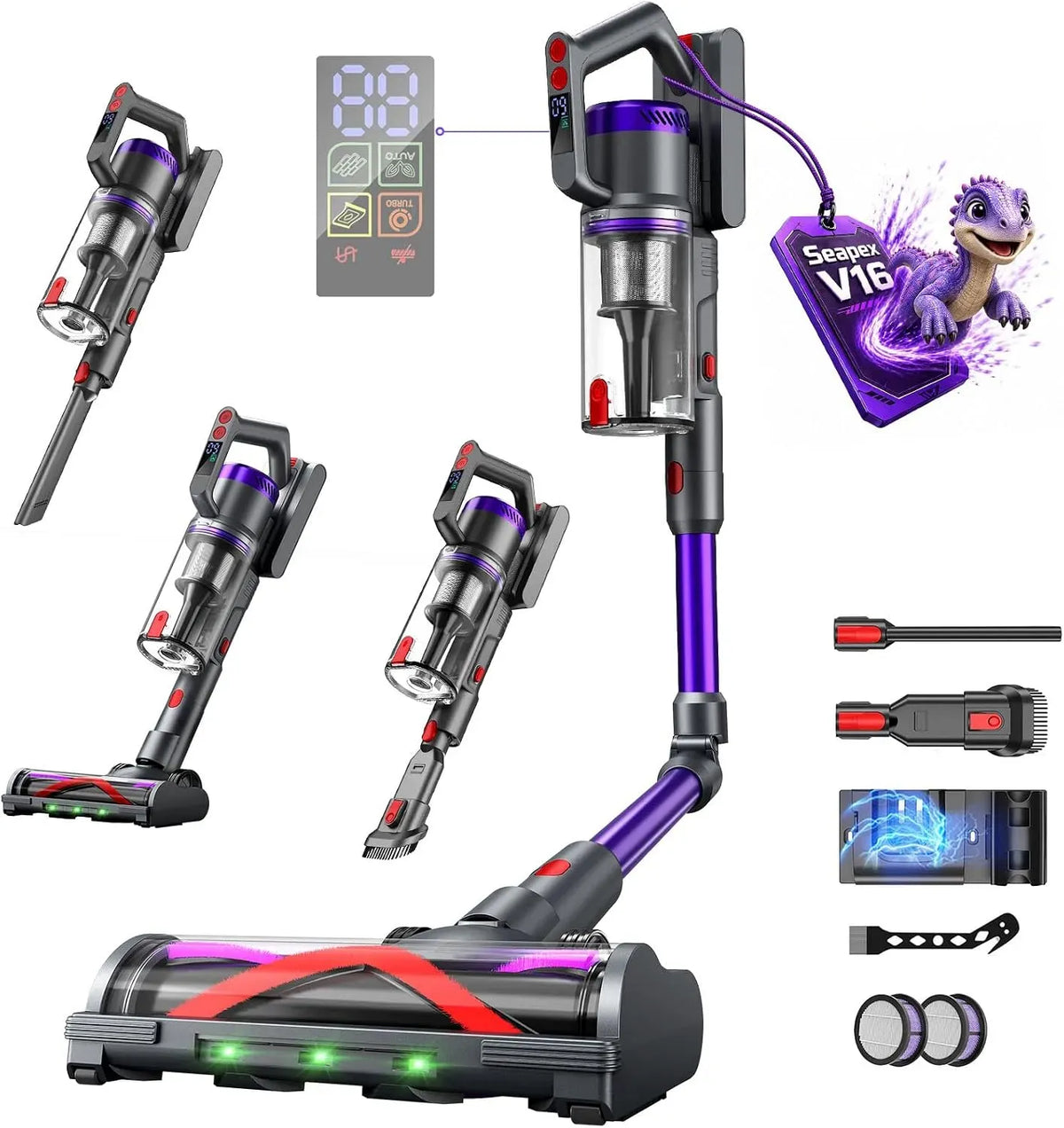 Aspirateur 600W/58000Pa/75min, 600 W, appareil électrique d'aspiration, Aspirateur Balai sans Fil