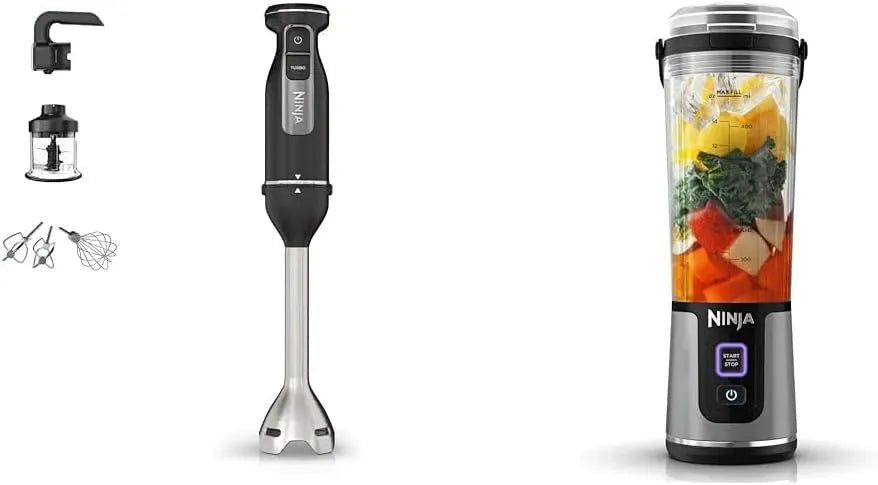 Ninja 3-en-1 Blender, portable, 530 ml, mixeur électrique, Mélangeur et Hachoir à main
