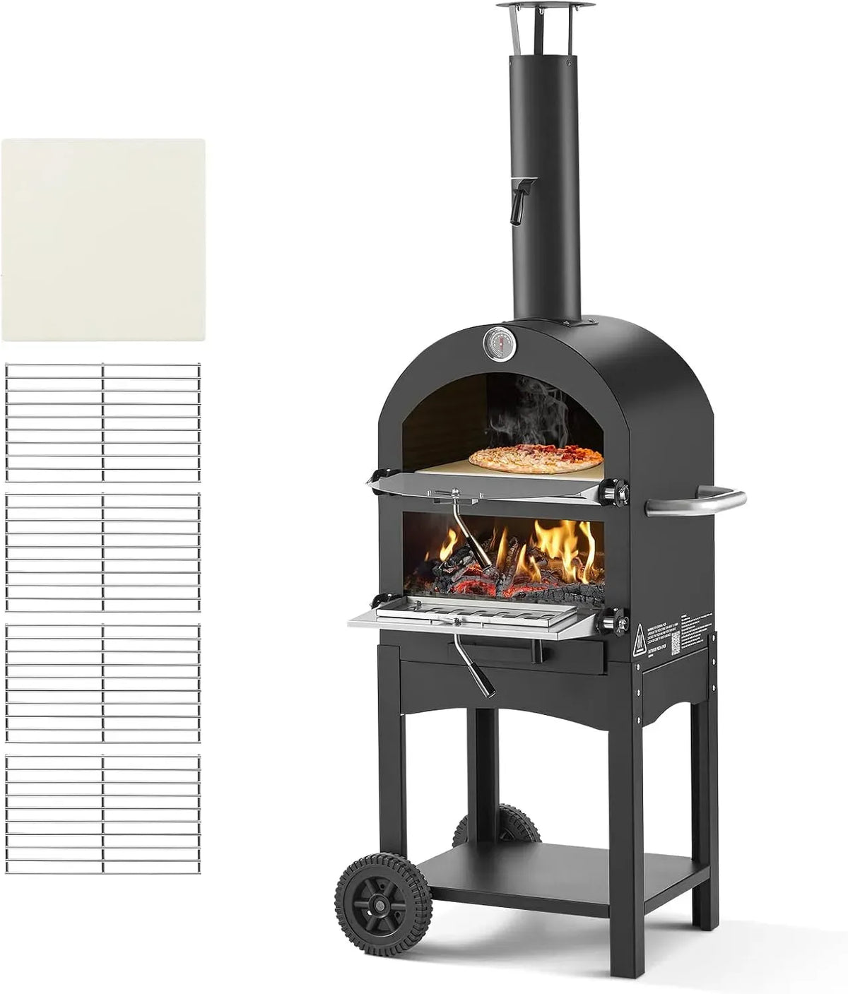 VEVOR Four électrique à pizza, 12 pouces, extérieur, camping, amovible, 2 zones de température, pour Réunion Camping Jardin Arrière-Cour Barbecue
