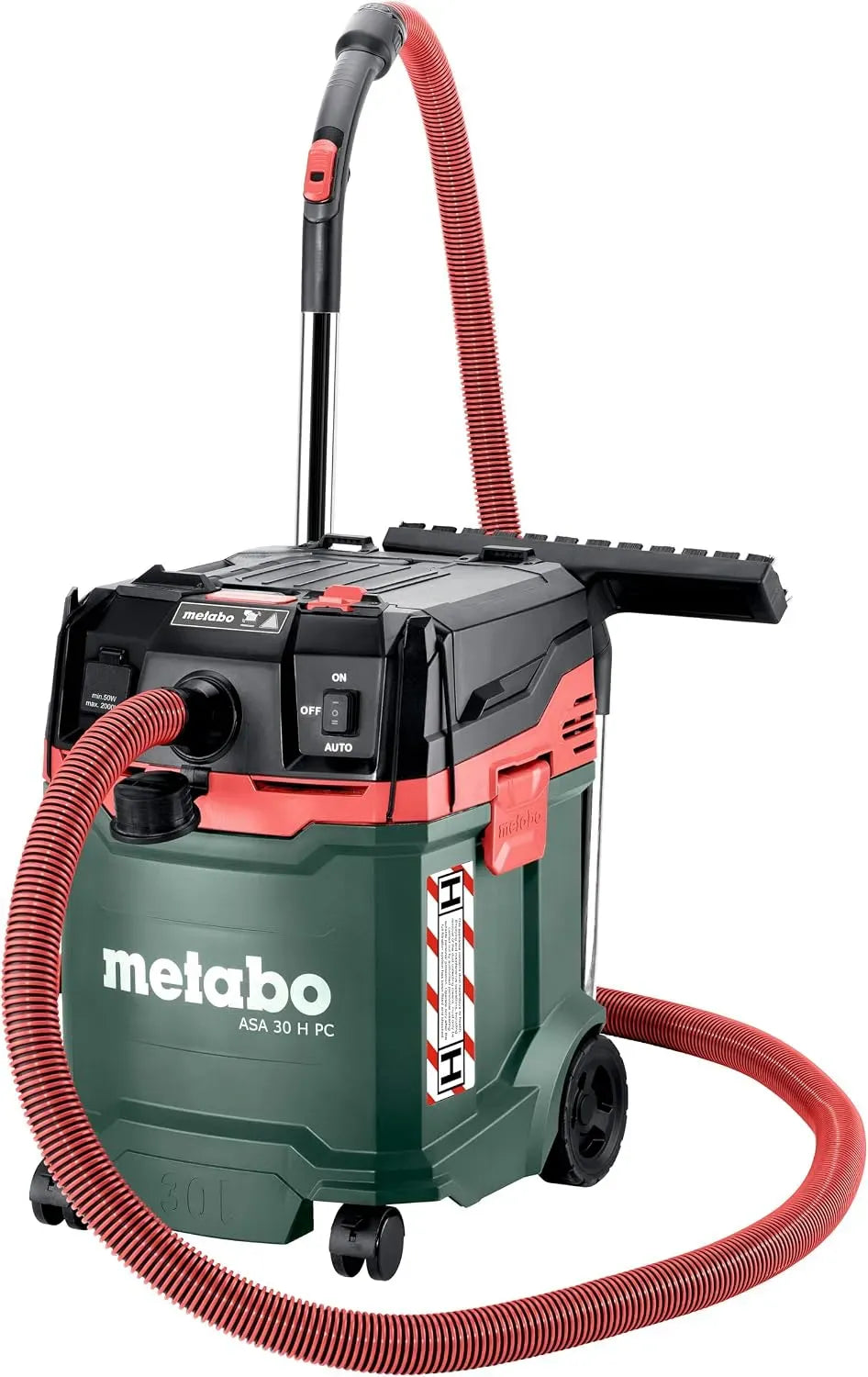 Aspirateur ASA 30, 30 L, 1200 W, classe énergétique E, flexible antistatique et kit accessoires inclus, metabo H PC, filtre HEPA