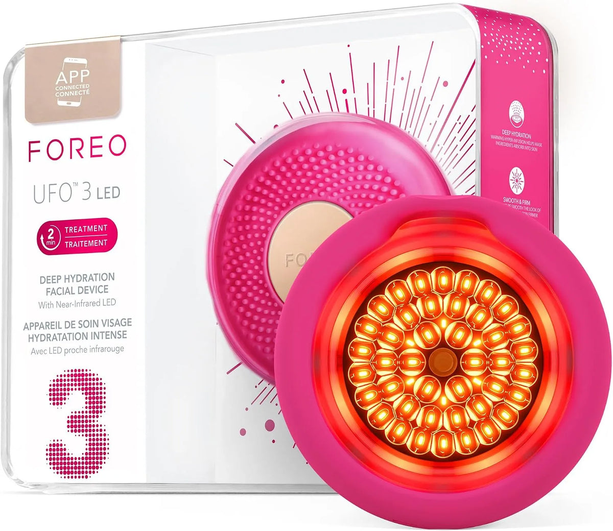 UFO 3 Pistachio, LED à spectre complet, 3 LED masque hydratant visage 4 en 1, Luminothérapie profonde NIR et lumière rouge, Thermothérapie