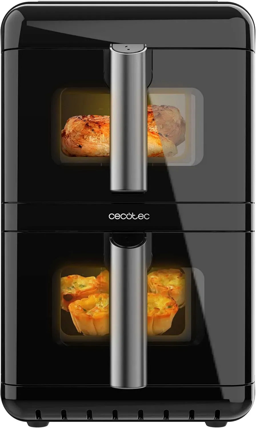 Cecotec Friteuse à air chaud, 12 L, 2900 W, 40 à 200 °C, tactile, 2 zones de température, Fenêtre Supérieure, Panneau Tactile en Couleur, 10 Menus