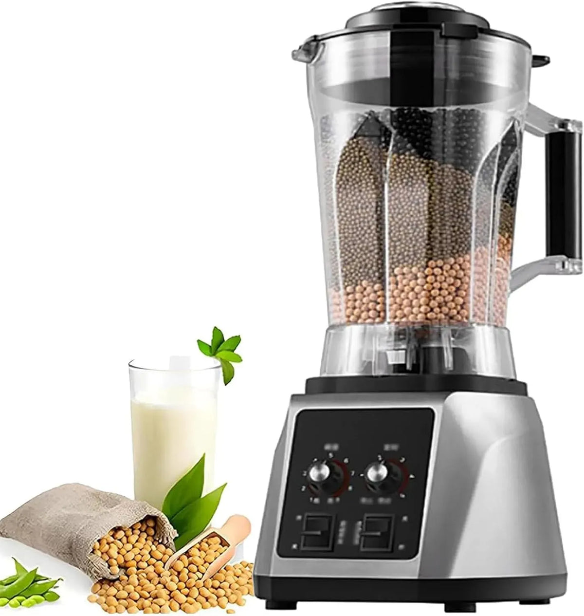 Blender, 6 L, 2200 W, Blender 48000RPM, professionnel, Contrôle à 9 Niveaux, Machine à Lait de Soja 6L, 8 Lames