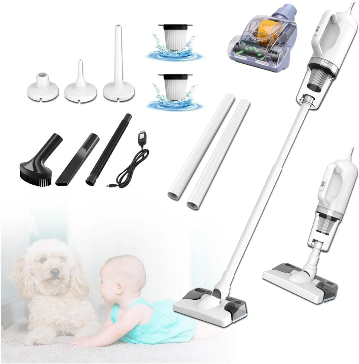 Aspirateur 35Min, vapeur, Balai Vapeur Sans Fil 5 en 1 Compact, Autonomie