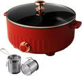 Fondue, rouge, IP65, ARTSIM, Appareil, 1350 Watts Appareil Fondue Chinoise Electrique Convient Aux FêTes d'anniversaire équipé de 2 Filets Non
