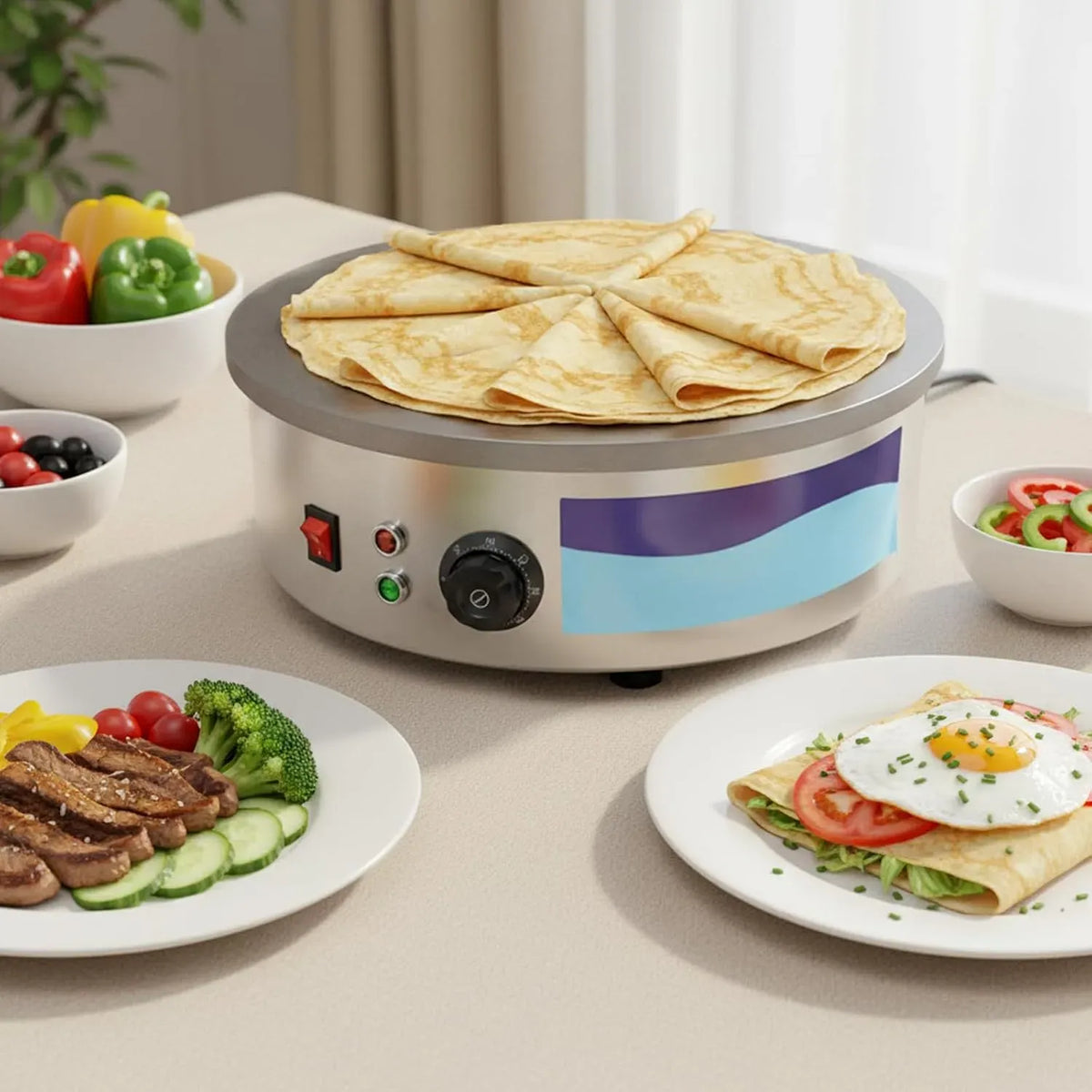 Machine à crêpière, 45 cm, 3000 W, 50 à 300 °C, professionnel, fonte, pour gözleme